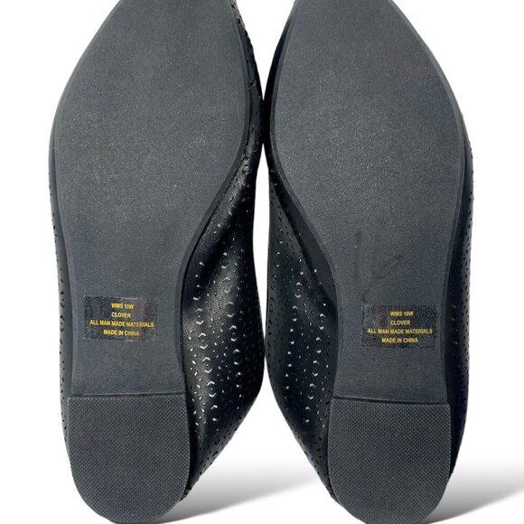 Report Clover Flats Womens Sz 10W Black Perforated Slip-On Pointed Toe Shoe NWOT - Picture 9 of 10